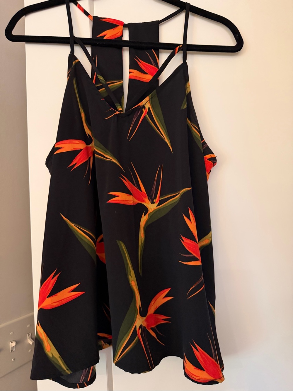 J.O.A. Los Angeles Top with Orange & Green Tropical Print